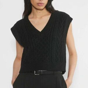 Babaton Wool Vest merino sweater sleeveless womens Black (large) fisherman